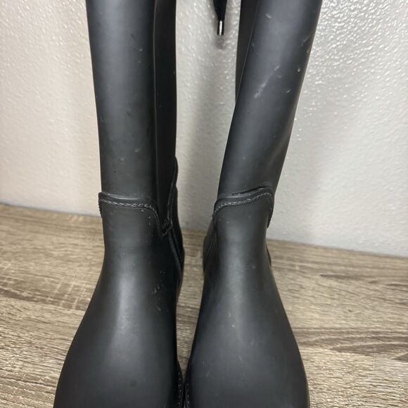 Coach Tristee Size 7B Waterproof Rubber Rain Boots Fleece Lined Corset Lace Up - Picture 10 of 15